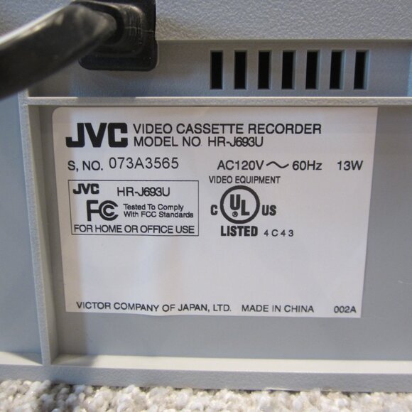 JVC Hi-Fi 4 Head VCR HR-J693U VHS with AV Cables *No Remote* Tested - Works - Picture 10 of 15